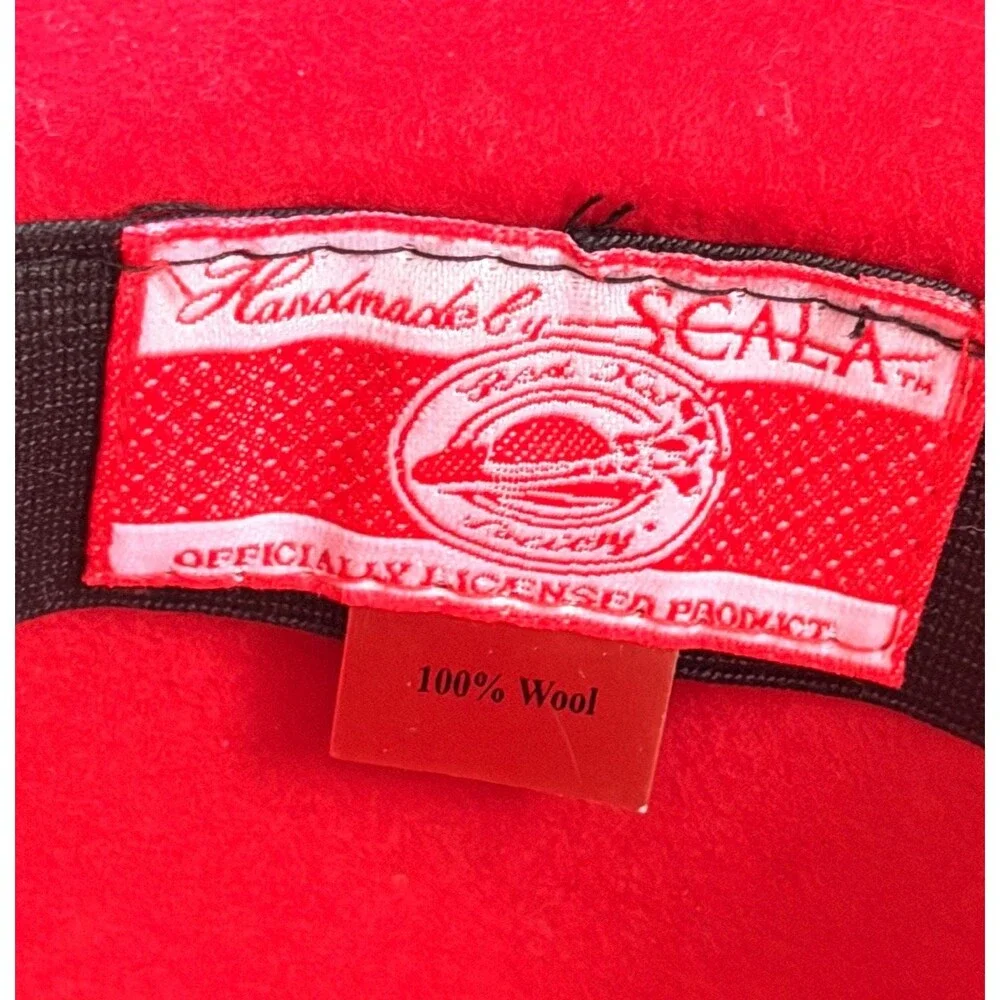 Vintage Red Wool Cloche Hat | Marshall Field’s Scala Wide Brim Floral Accent